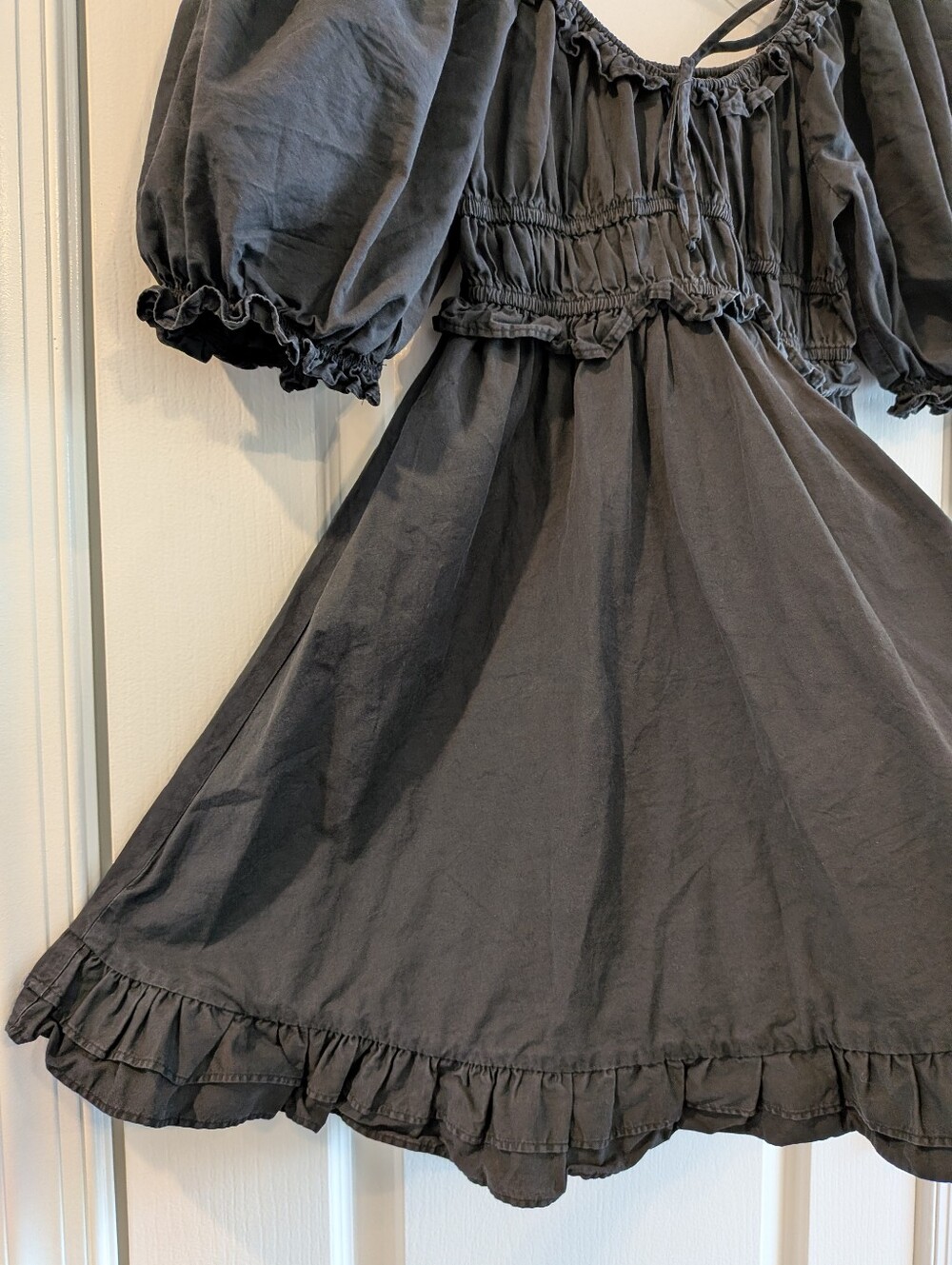 Sofie The Label Black Puff Sleeve Smocked Babydoll Cottagecore Mini Dress Size S - Picture 7 of 16